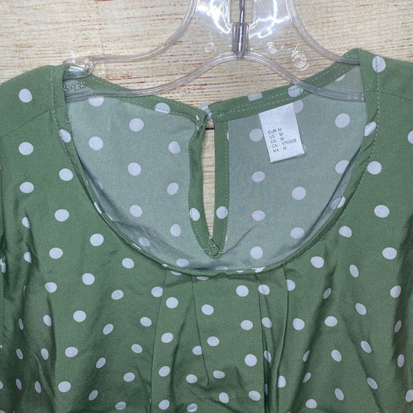 Women's Fashion Summer Round Neck Polka Dot Print Short Sleeve Casual Tops - Picture 2 of 6